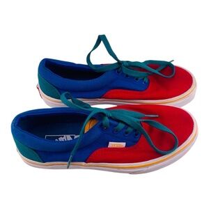 Vans Era Youth Size Kids 3 Color Block Blue Red Green Skate Shoes Sneakers